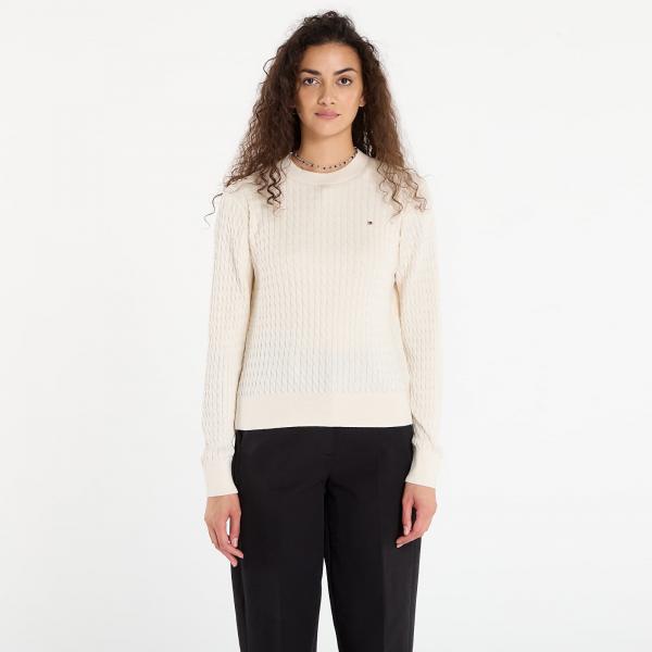 Svetr Tommy Hilfiger Co Cable Fine Gg C-Nk Ls Sweater Heather Ivory Petal XS