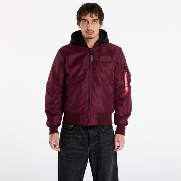 Bunda Alpha Industries MA-1 Zip Hood Backprint Dark Cherry XL