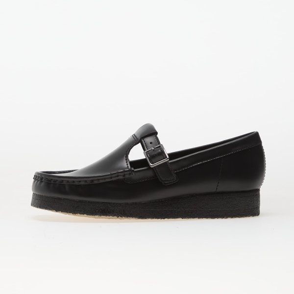 Clarks Originals Wallabee T Bar Blk HiShine Lea 8.5