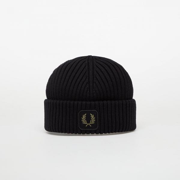 Čepice FRED PERRY Cotton Ribbed Beanie Black Universal