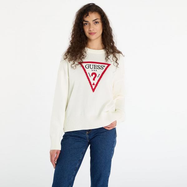 Svetr Guess Jeans Ls Cn Big Triangl Cream M