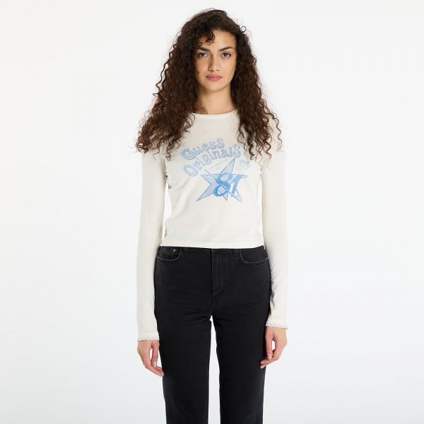 Tričko Guess Originals Star 81 Printed cropped T-shirt Cream S