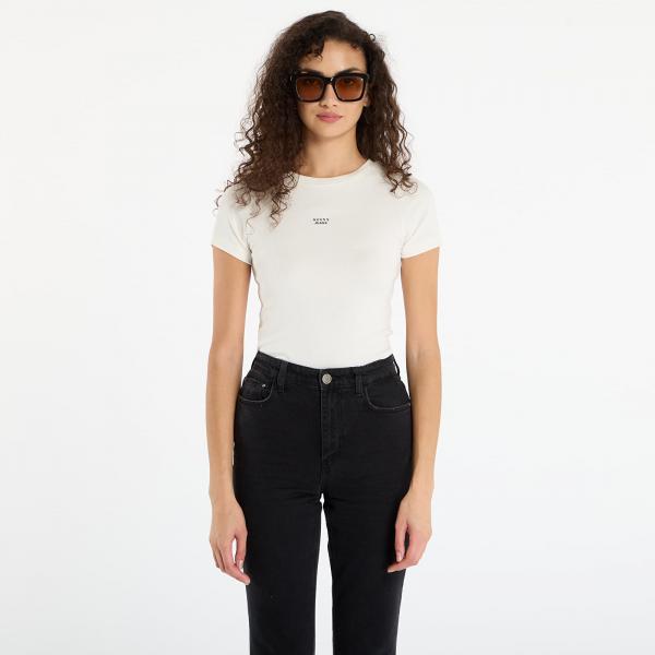 Tričko Guess Jeans Ss Cn Embro Slim Cream XS
