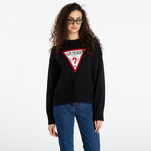 Svetr Guess Jeans Ls Cn Big Triangl Black L