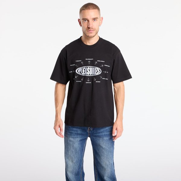 Tričko PLEASURES Overview Logo T-Shirt Black M