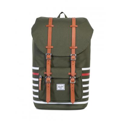 Batoh Herschel Supply Little America Forest Night Offset Stripe / Veggie Tan Leather