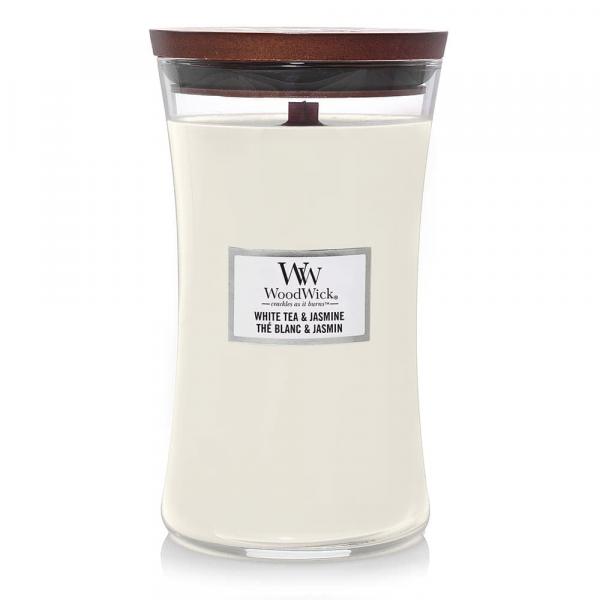 Woodwick Large Hourglass Candle White Tea & Jasmine Universal