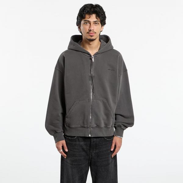 Mikina Carhartt WIP Hooded Benton Sweat Jacket UNISEX Graphite Garment Dyed M