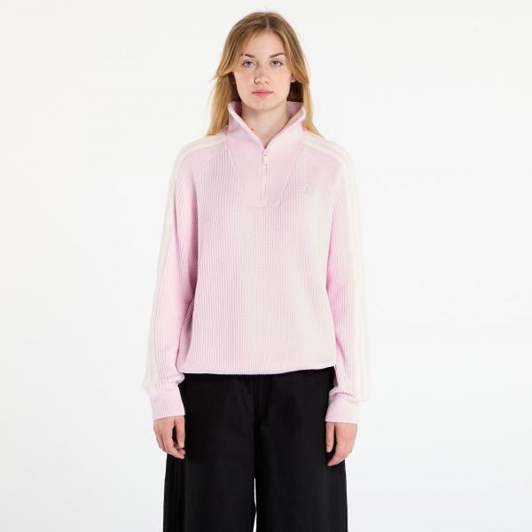 Mikina adidas Funnel Neck Quarter Zip Sweatshirt Clear Pink/ Off White L