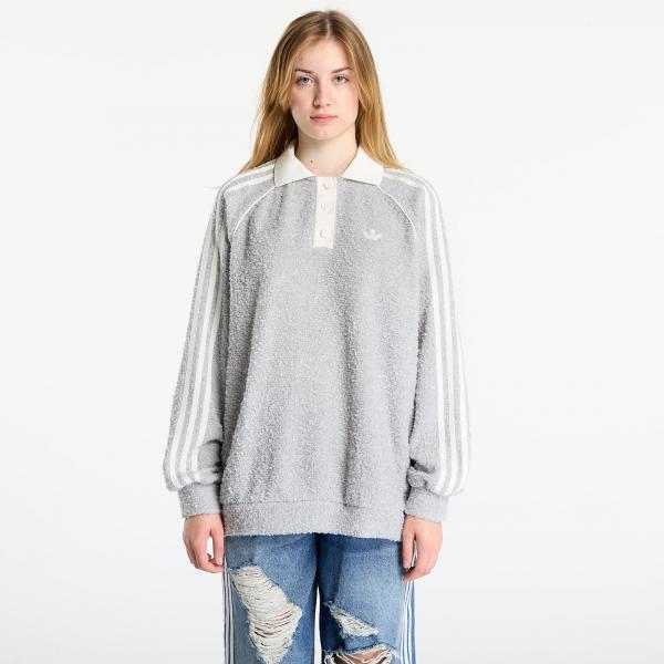 Mikina adidas Boucle Oversized Polo Crew Grey Two XS