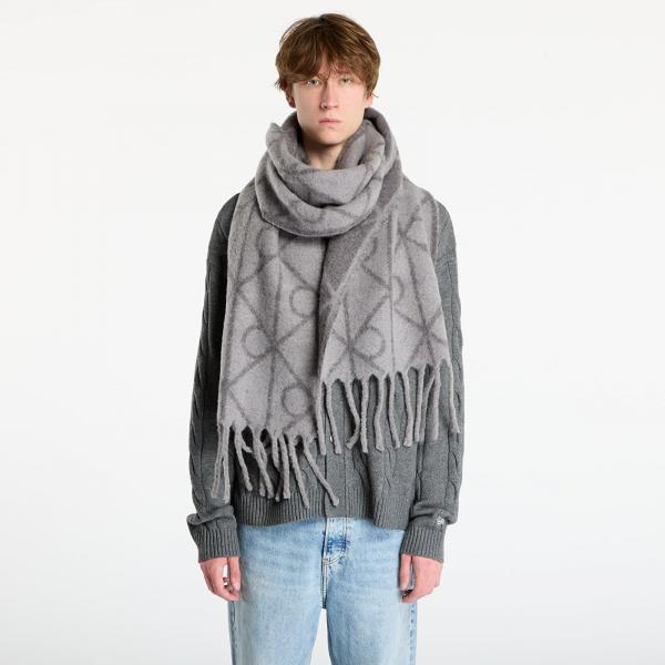 Šála Calvin Klein Emblem Aop Brushed Scarf Grey Universal