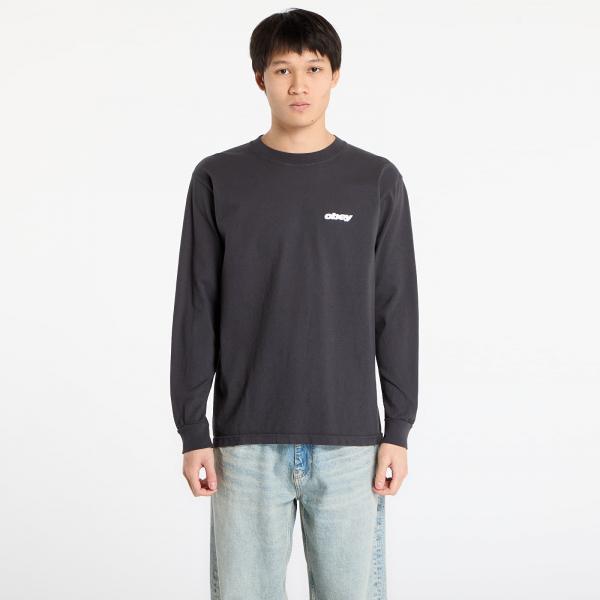 Tričko OBEY Star Long Sleeved T-Shirt. Pigment True Vintage Black L