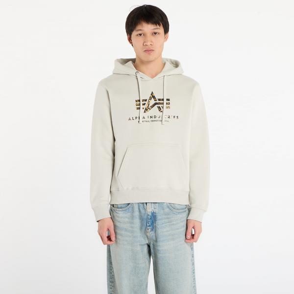 Mikina Alpha Industries Basic Hoodie BL Effect Print Stone L