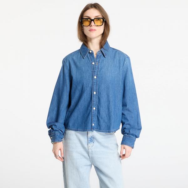 Košile Calvin Klein Jeans Cropped Ls Shirt Blue XS