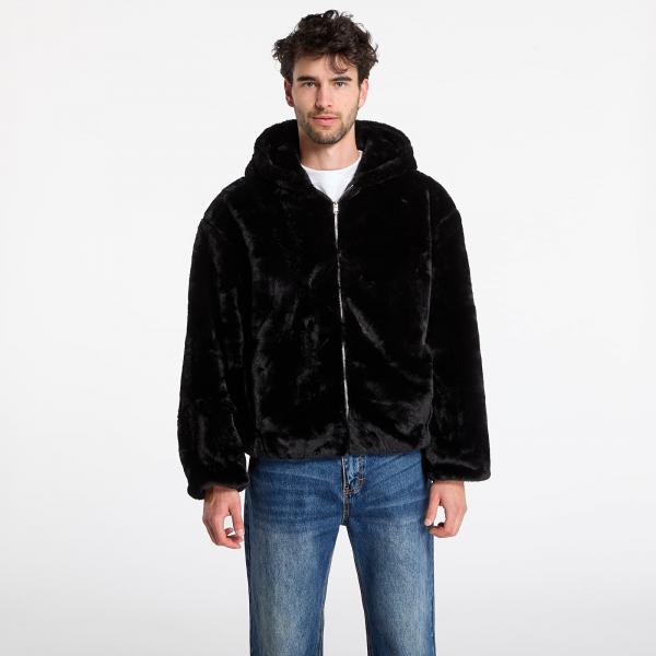Mikina Urban Classics Full Zip Faux Fur Hoodie Black M