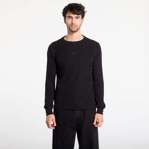 Tričko GAP Ls Waffle Mini Logo Crew Tee Black L