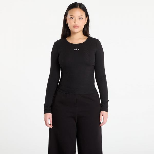 Tričko GAP Ribbed Logo T-Shirt Black XS