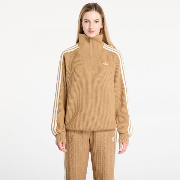 Svetr adidas Funnel Neck Quarter Zip Sweatshirt Cardboard/ Off White M