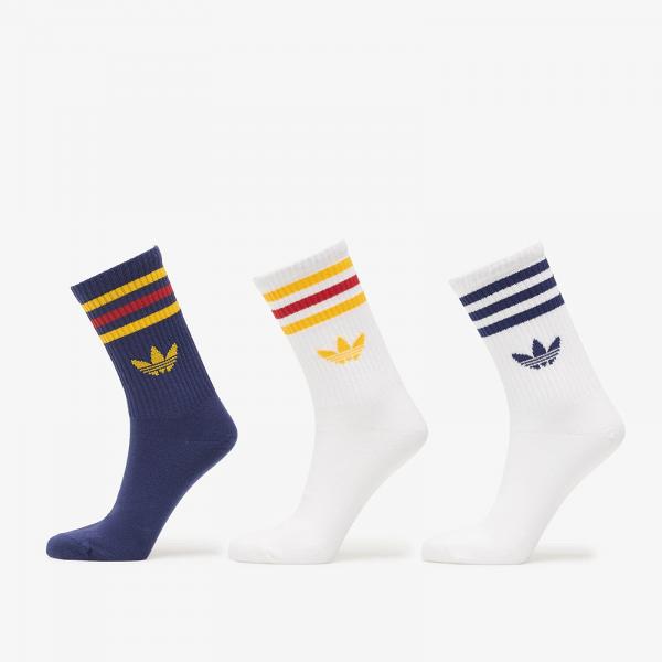Ponožky adidas 3-Stripes Crew Socks 3 Pairs White/ Dark Blue/ White XL