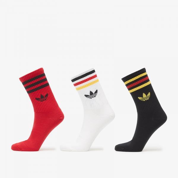 Ponožky adidas 3-Stripes Crew Socks 3 Pairs White/ Better Scarlet/ Black L