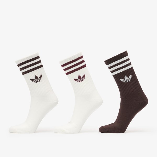 Ponožky adidas 3-Stripes Crew Socks 3 Pairs Off White/ Aurora Coffee/ Off White M