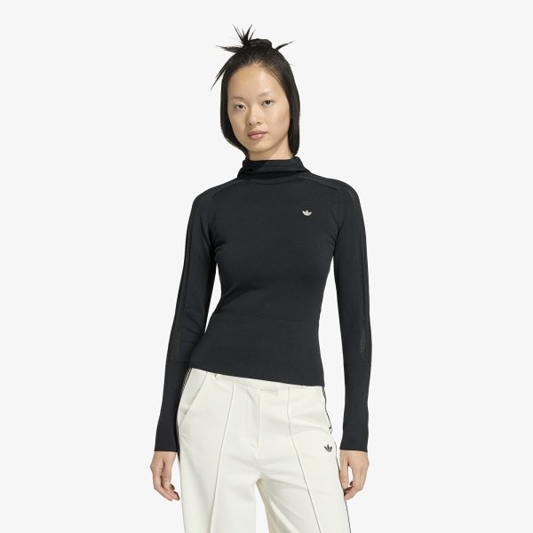 Tričko adidas Knitted Hooded Long Sleeve Black S