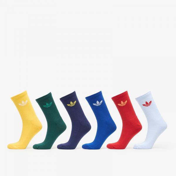 Ponožky adidas Trefoil Cushion Crew Socks 6 Pairs Crystal Sky/ Dark Blue/ Better Scarlet- Collegiate Green M