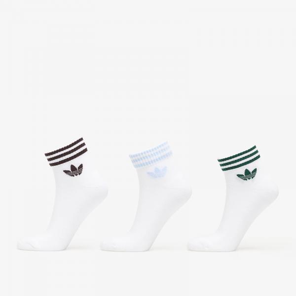 Ponožky adidas 3-Stripes Ankle Socks 3 Pairs White/ Aurora Coffee/ Crystal Sky- Collegiate Green XL