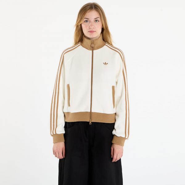 Mikina adidas Velour Knit Track Top Off White L