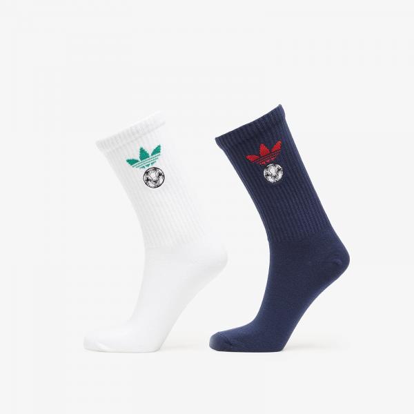 Ponožky adidas Football Embroidered Crew Socks 2 Pairs White/ Night Indigo M