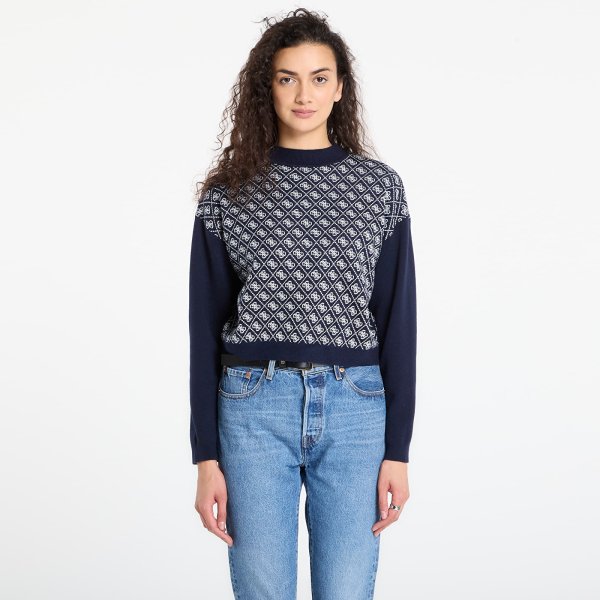 Svetr GUESS Ls Mock Neck Aubrey 4G Sweater Navy S