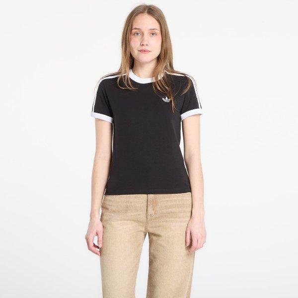 Tričko adidas 3 Stripes Slim T-Shirt Black/ White S