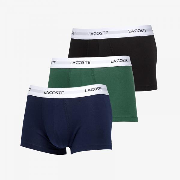 Boxerky LACOSTE 3-Pack Trunk Black/ Green-Navy Blue XL