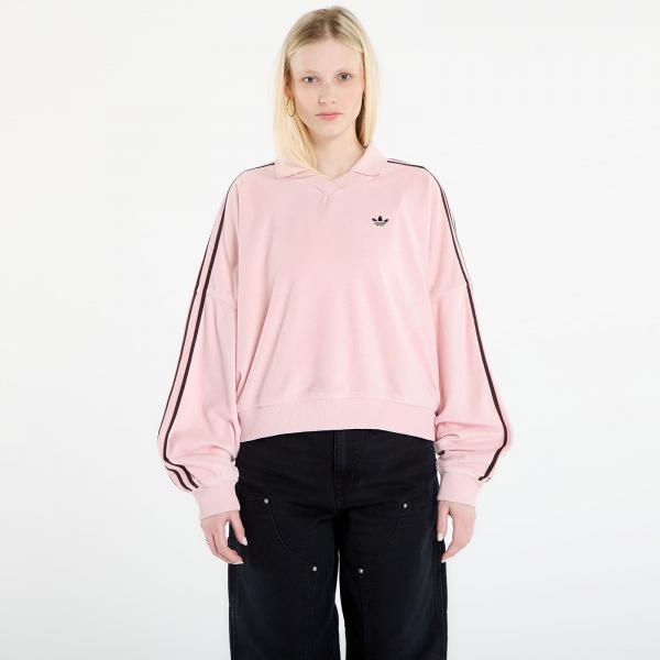 Tričko adidas Terry Towel V Neck Long Sleeves Polo Shirt Sandy Pink XS