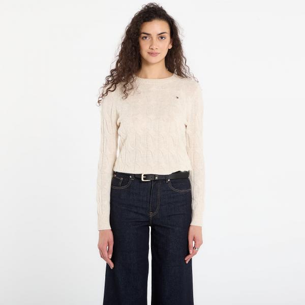 Svetr Tommy Hilfiger Soft Wool Cable C-Neckk Ls Sweater Heather Oatmilk M
