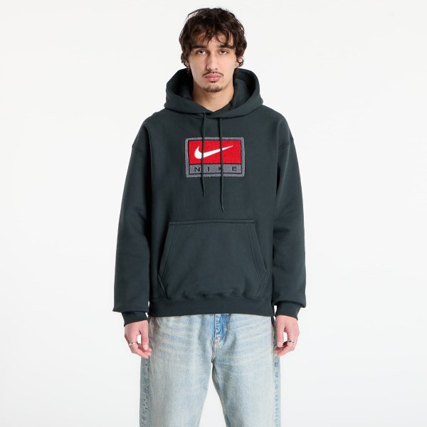 Mikina Nike Solo Swoosh Men's Fleece Pullover Hoodie Black Spruce/ White XS