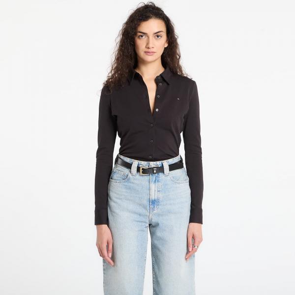 Tričko Tommy Hilfiger 1985 Slim Pique Btn Down Ls Black S