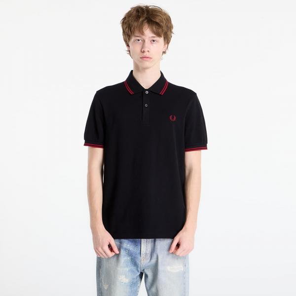 Tričko FRED PERRY Twin Tipped Fred Perry Shirt Black/ Burnt Red XL