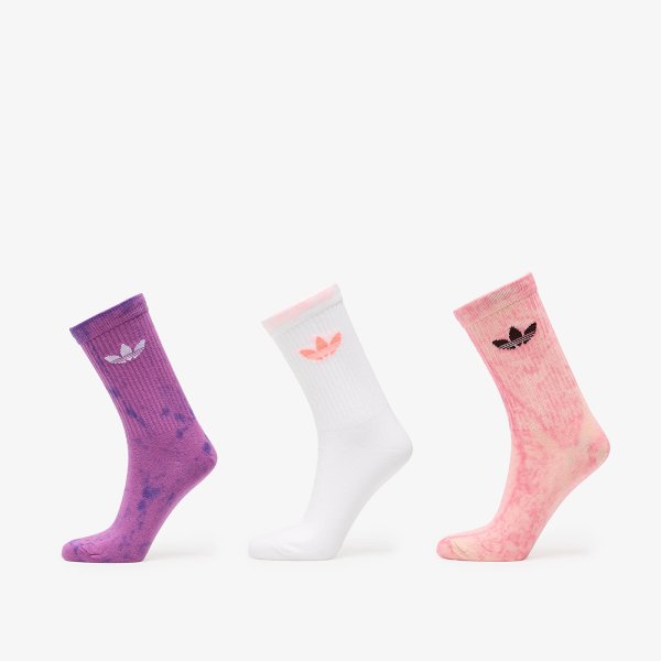 Ponožky adidas Tie Dye Crew Socks 3 Pairs Blush Pink/ Purple Rush/ White M