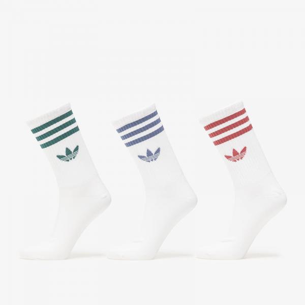 Ponožky adidas 3-Stripes Crew Socks 3 Pairs White/ Preloved Ruby/ Preloved Ink- Collegiate Green L