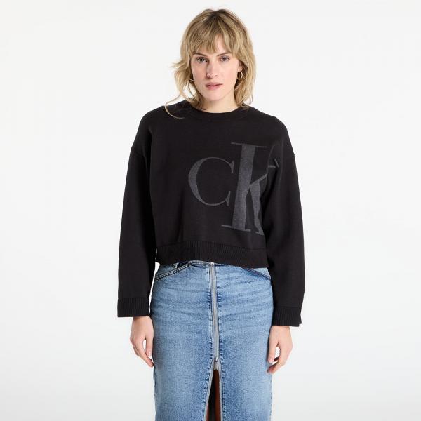 Svetr Calvin Klein Jeans Long Sleeve Smooth Sweater Black XS