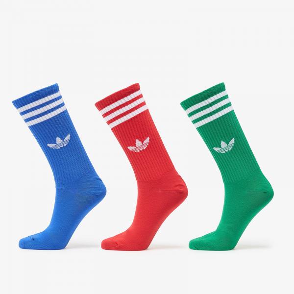 Ponožky adidas 3-Stripes High Crew Socks 3 Pairs Blue/ Better Scarlet/ Green S