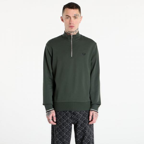 Mikina FRED PERRY Half Zip Sweatshirt Court Green/ Snow White/ Navy M