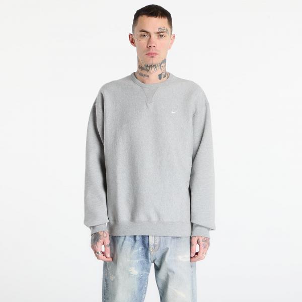 Mikina Nike Solo Swoosh Men's Fleece Crew Dk Grey Heather/ White S