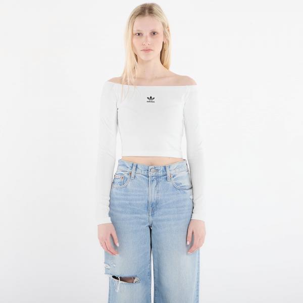 Tričko adidas Essentials Rib Off Shoulder Long-Sleeve Top T-Shirt White XL