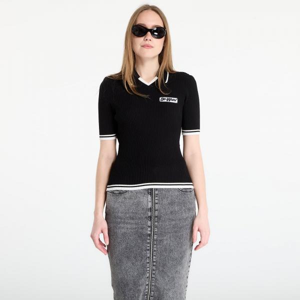 Tričko Off-White Rib Viscose Knit S/S Polo Black L