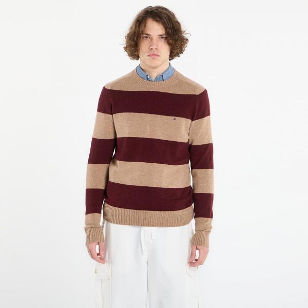 Svetr Tommy Hilfiger Lambswool Crew Neck Safari Canvas Heather/ Deep Burgundy Heather M