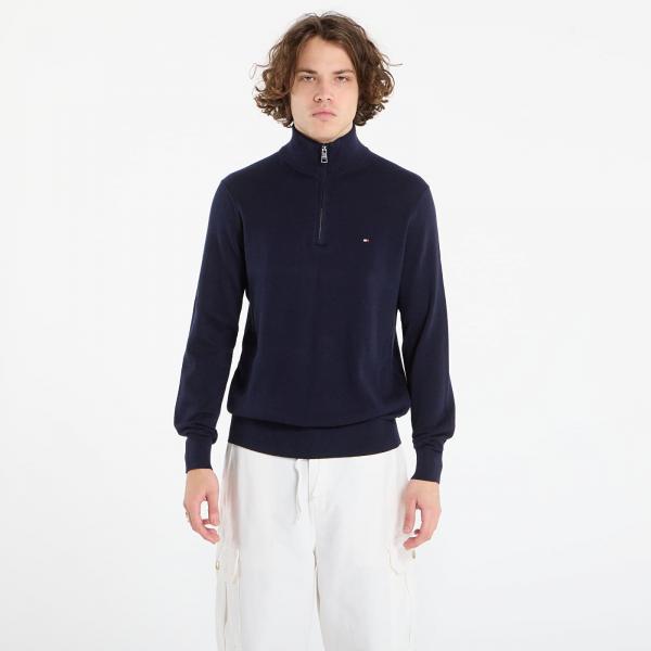 Svetr Tommy Hilfiger Pima Org Ctn Cashmere Zip Mock Desert Sky L