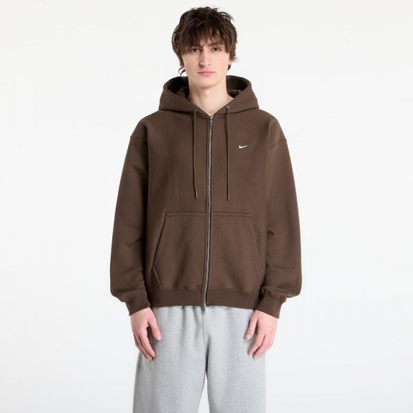 Mikina Nike Solo Swoosh Men's Full-Zip Fleece Hoodie Dark Hazel/ White XL