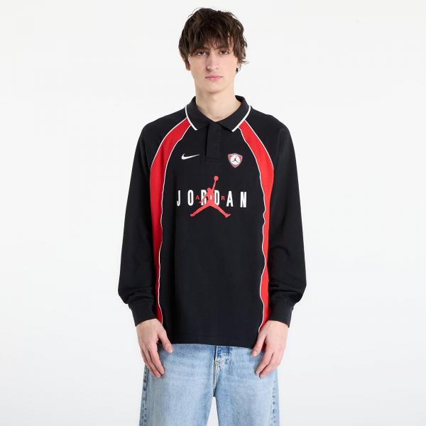 Dres Jordan Flight Men's Long-Sleeve Polo Jersey Black/ University Red/ University Red L